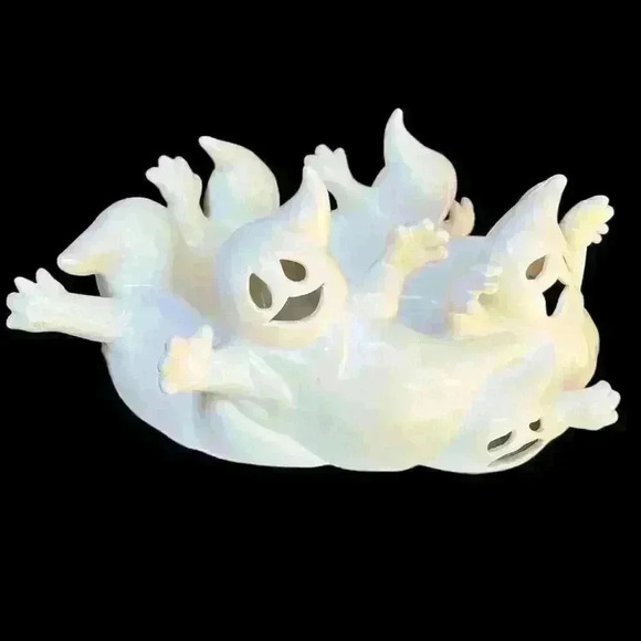 Vintage Ceramic Huddle Party Pile Off Ghosts Halloween light (included) up bowl - Picture 2 of 16